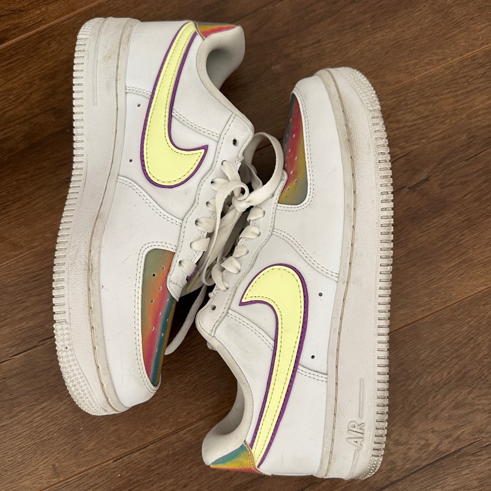 Nike Easter Air Force 1 White with Yellow and Multicolor Accents